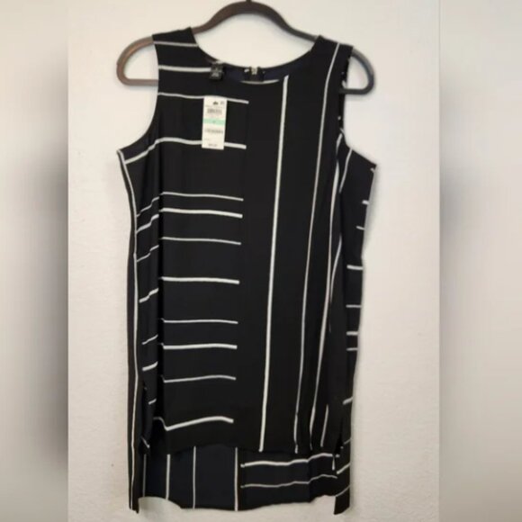 Alfani Black‎ and White Asymmetrical Striped Dress, Size 8 - Picture 1 of 4